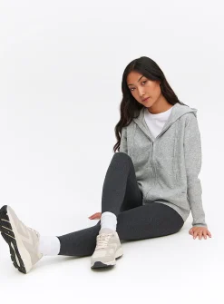 Grey Cotton Modal Leggings M
