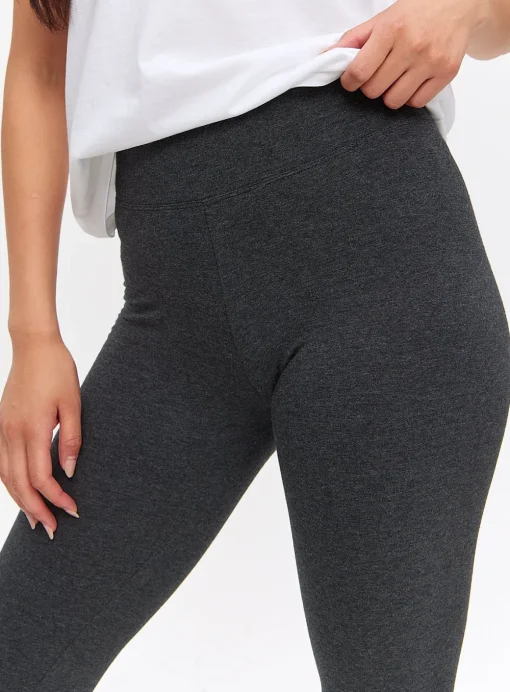 Grey Cotton Modal Leggings M