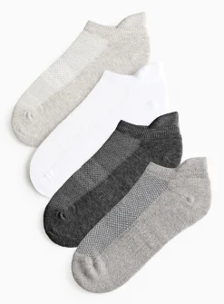 Grey Cushioned Sole Trainer Socks 4 Pack 9-12
