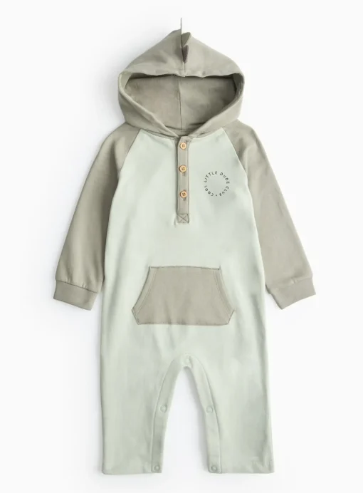 Grey Dino Hooded Romper Up to 3 mths