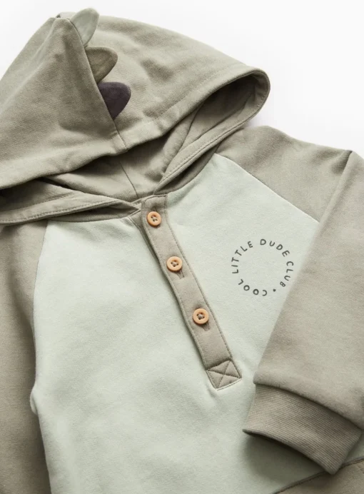 Grey Dino Hooded Romper Up to 3 mths