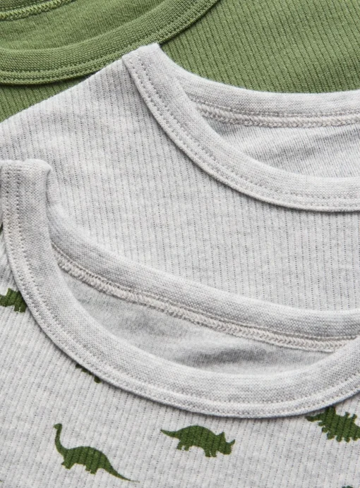 Grey Dino Print Long Sleeve Thermal Tops 3 Pack 10-11 years