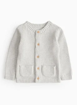 Grey Embroidered Little One Knit Cardigan Up to 1 mth