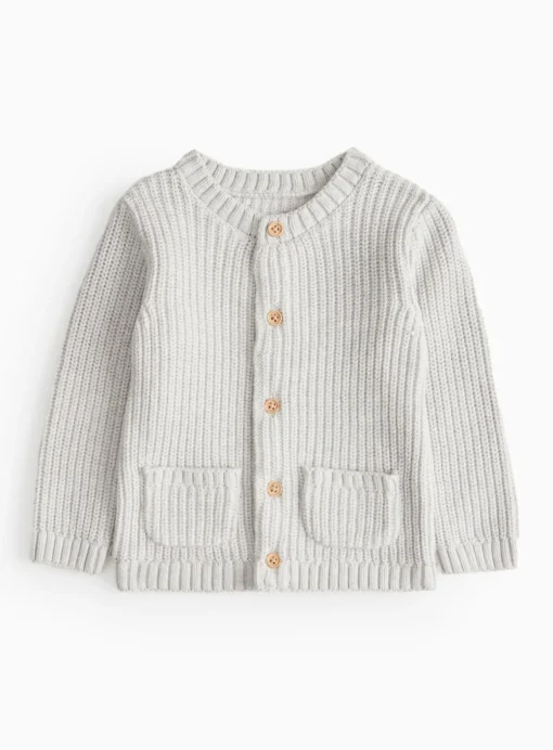 Grey Embroidered Little One Knit Cardigan Up to 1 mth