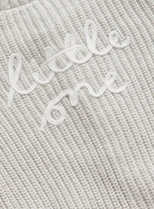 Grey Embroidered Little One Knit Cardigan Up to 1 mth
