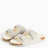 Grey Felt Double Strap Fleece Slippers M