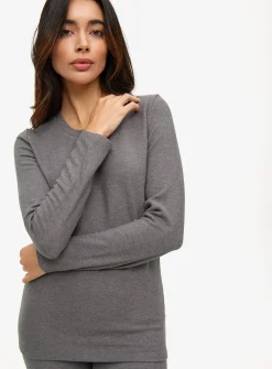 Grey Fleece Maximum-Warmth Crew Neck Thermal Top S
