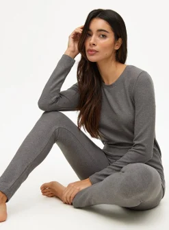 Grey Fleece Maximum-Warmth Crew Neck Thermal Top S