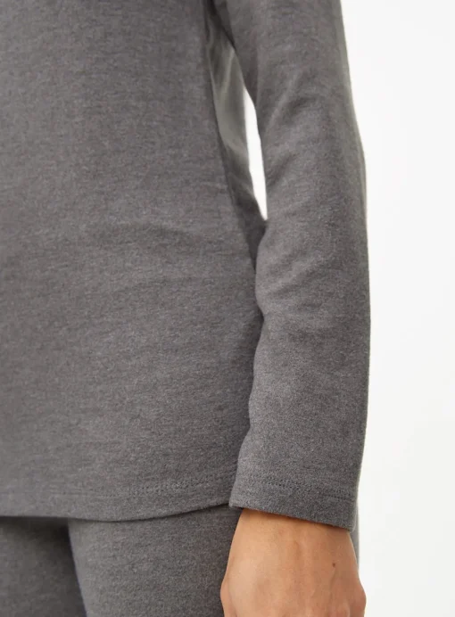 Grey Fleece Maximum-Warmth Crew Neck Thermal Top S