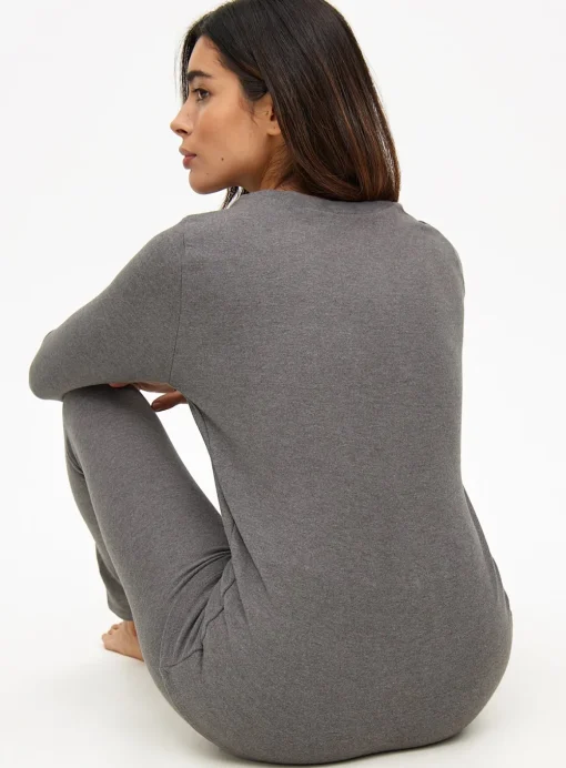 Grey Fleece Maximum-Warmth Crew Neck Thermal Top S