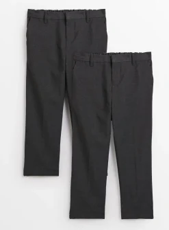Grey Generous Fit Woven Extendable Hem Trousers 2 Pack 5 years