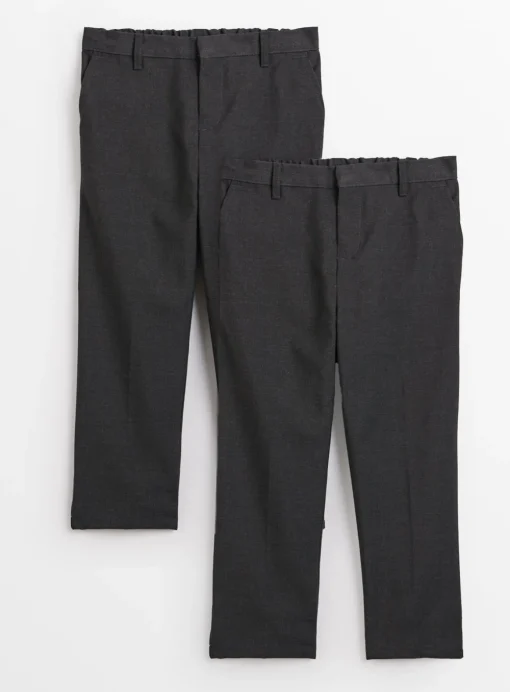 Grey Generous Fit Woven Extendable Hem Trousers 2 Pack 5 years