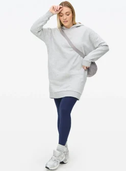 Grey Hooded Sweat Dress M