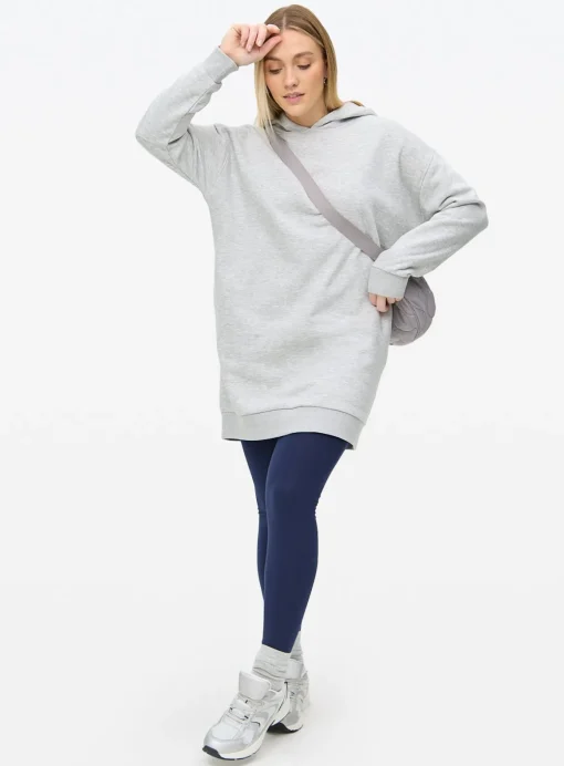 Grey Hooded Sweat Dress M