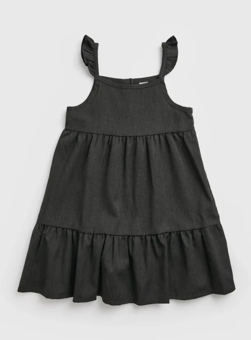 Grey Jersey Tiered Ruffle School Dress 9 years
