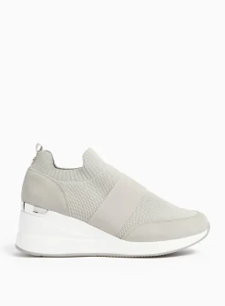 Grey Knitted Wedge Trainers 3