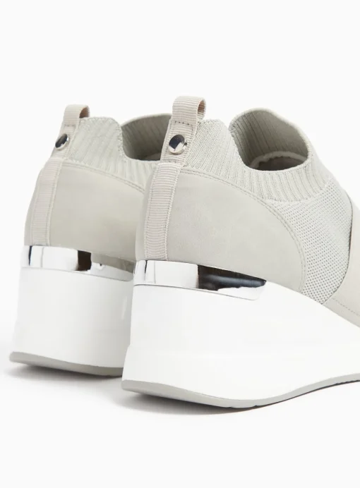 Grey Knitted Wedge Trainers 3