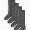 Grey Long Ribbed Socks 5 Pack 12.5-3.5