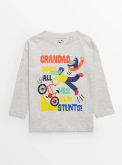 Grey Long Sleeve Grandad Slogan T-Shirt 1-2 years