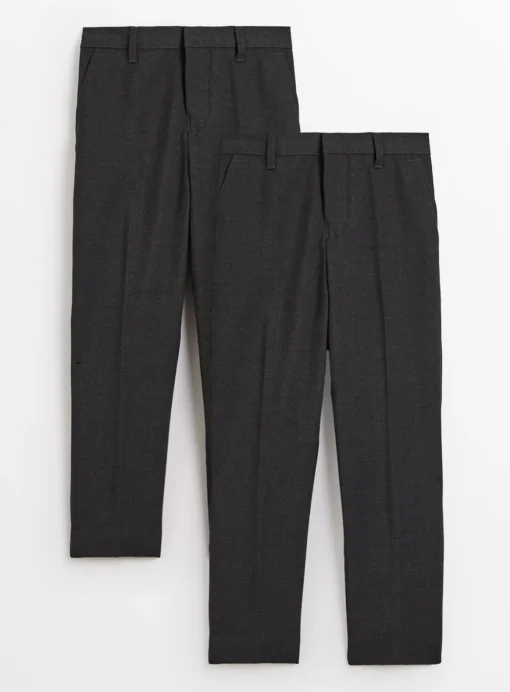 Grey Longer Leg Extendable Hem Trousers 2 Pack 6 years