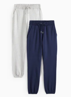 Grey Marl and Navy Joggers 2 Pack XL