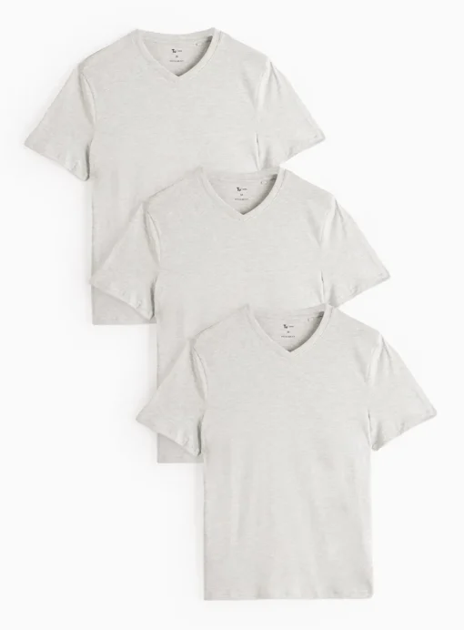 Grey Marl Core Short Sleeve T-Shirt 3 Pack L
