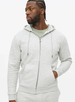 Grey Marl Core Zip-Through Hoodie L