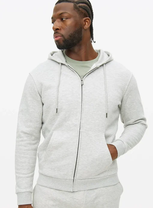 Grey Marl Core Zip-Through Hoodie L
