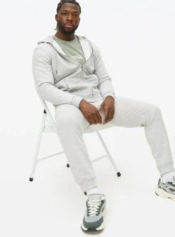 Grey Marl Core Zip-Through Hoodie L