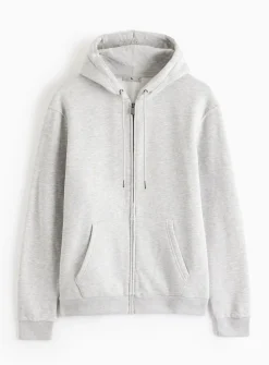 Grey Marl Core Zip-Through Hoodie L