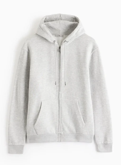 Grey Marl Core Zip-Through Hoodie L