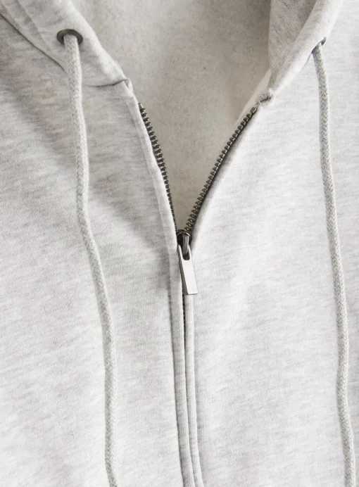 Grey Marl Core Zip-Through Hoodie L