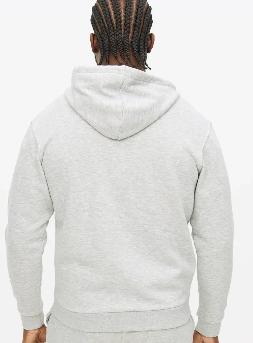 Grey Marl Core Zip-Through Hoodie L