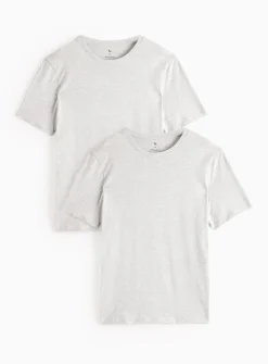 Grey Marl Crew Neck T-Shirt 2 Pack XXXXL