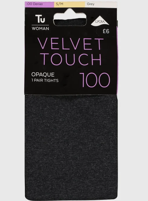 Grey Marl Velvet Touch 100 Denier Tights - M/L