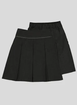 Grey Permanent Pleat Skirt Longer Length 2 Pack 7 years