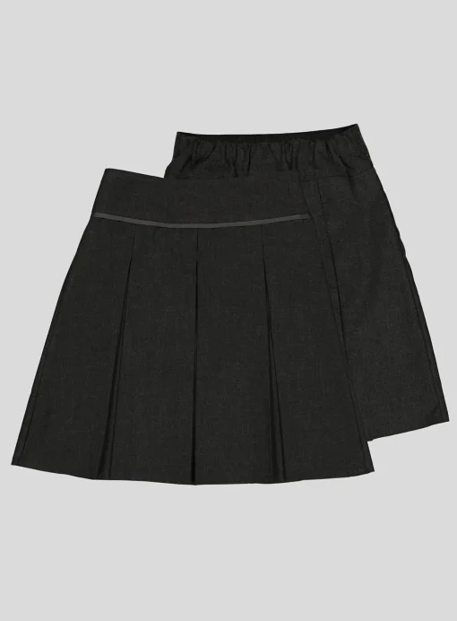 Grey Permanent Pleat Skirt Longer Length 2 Pack 7 years
