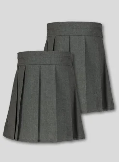 Grey Permanent Pleat Skirts 2 Pack 5 years