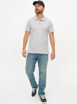 Grey Pique Polo Shirt L