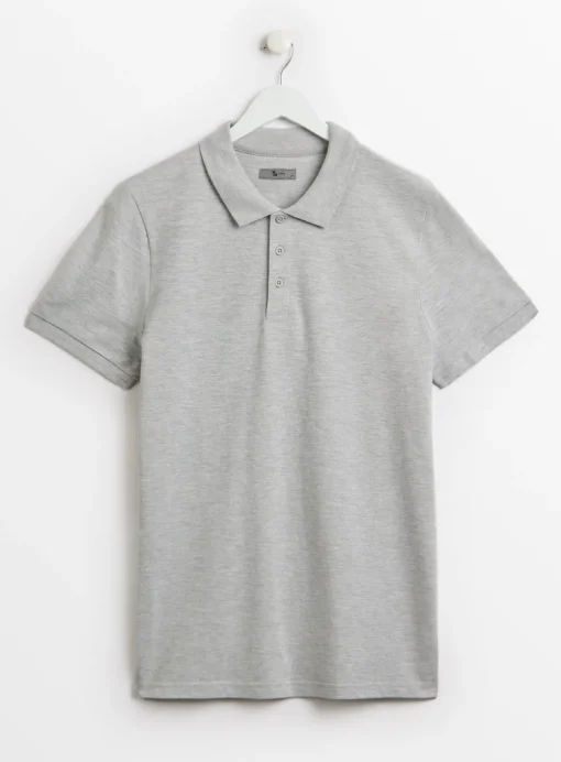 Grey Pique Polo Shirt L