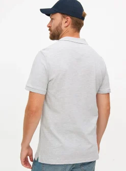 Grey Pique Polo Shirt L
