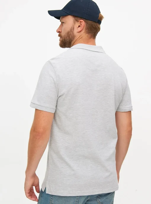 Grey Pique Polo Shirt L