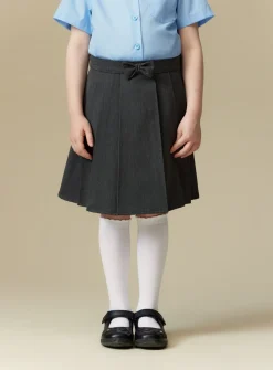 Grey Pleated Bow School Skirt 4 years