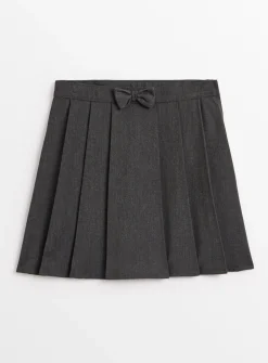 Grey Pleated Bow School Skirt 4 years