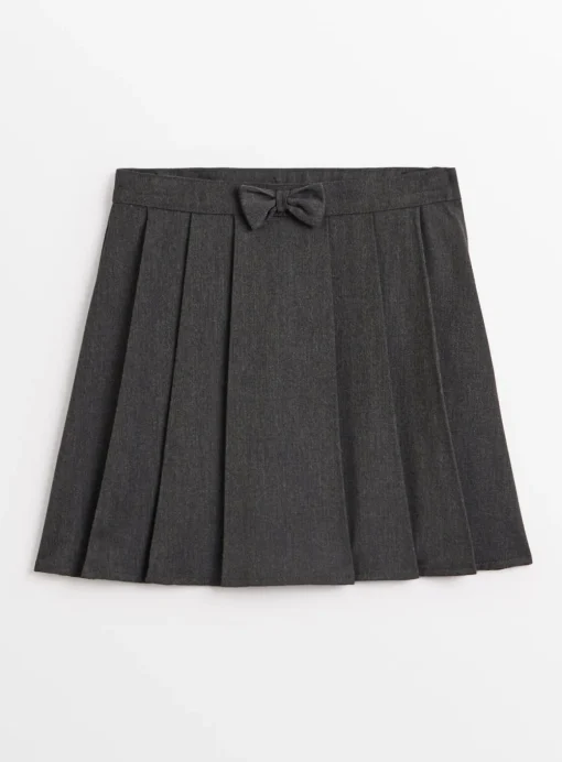Grey Pleated Bow School Skirt 4 years