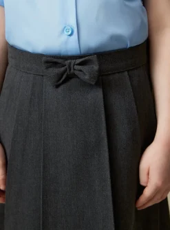Grey Pleated Bow School Skirt 4 years