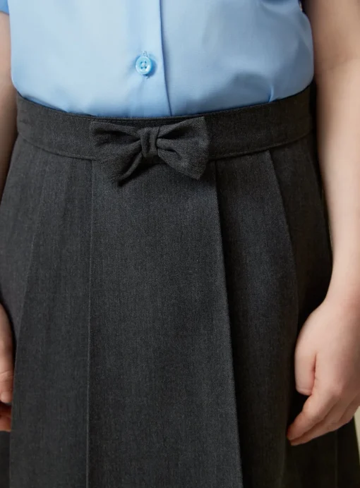 Grey Pleated Bow School Skirt 4 years
