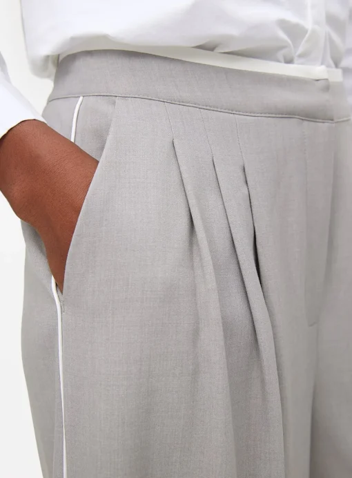Grey Pleated Tailored Palazzo Trousers 10L