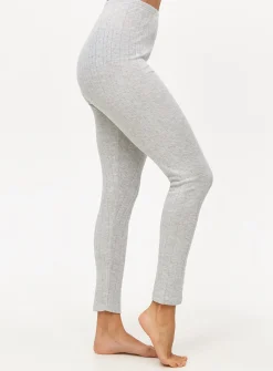 Grey Pointelle Maximum-Warmth Thermal Leggings M