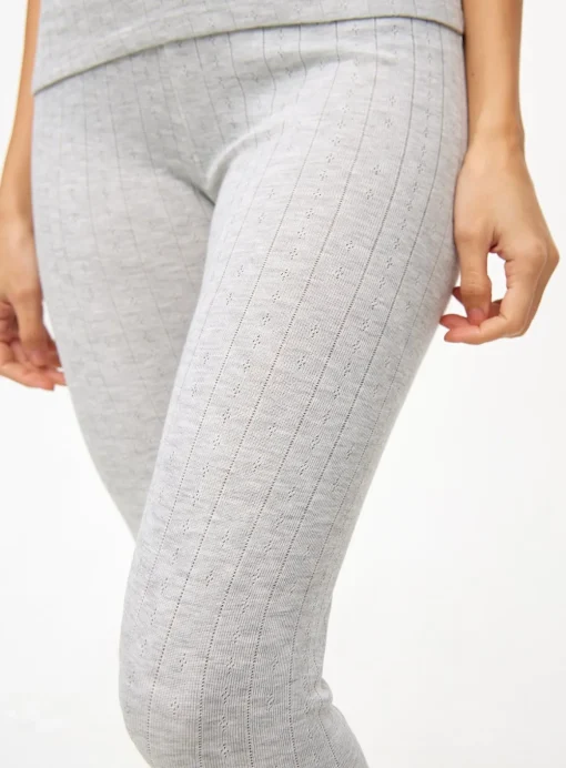 Grey Pointelle Maximum-Warmth Thermal Leggings M